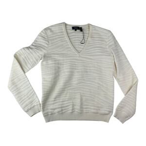 Theory womens small wool blend plush zebra cream ivory Textured Top